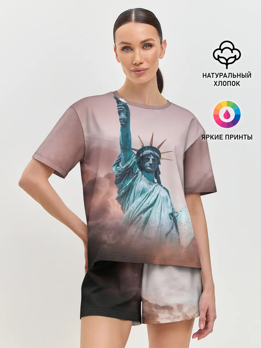 Женская пижама с шортами / Статуя свободы