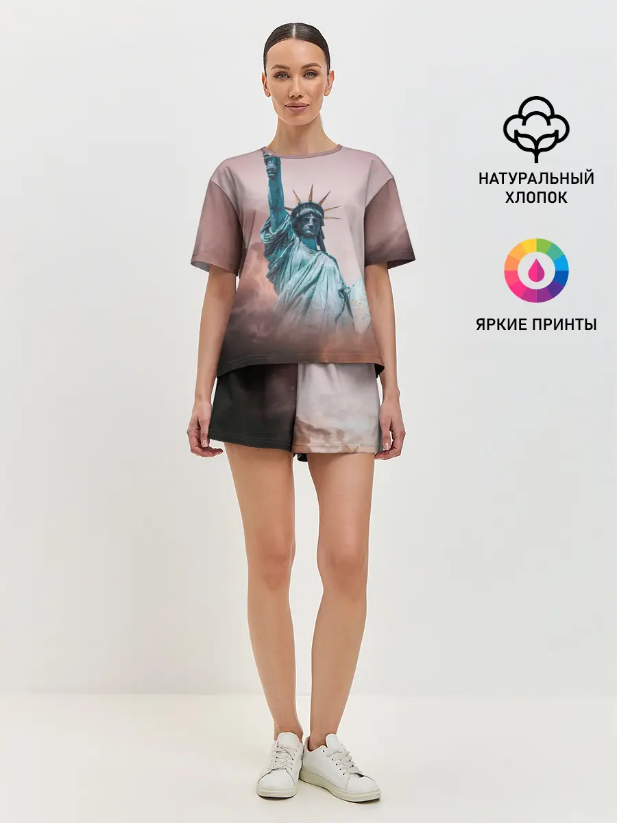 Женская пижама с шортами / Статуя свободы