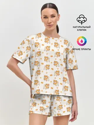 Женская пижама с шортами / Крутая Шиба-Ину