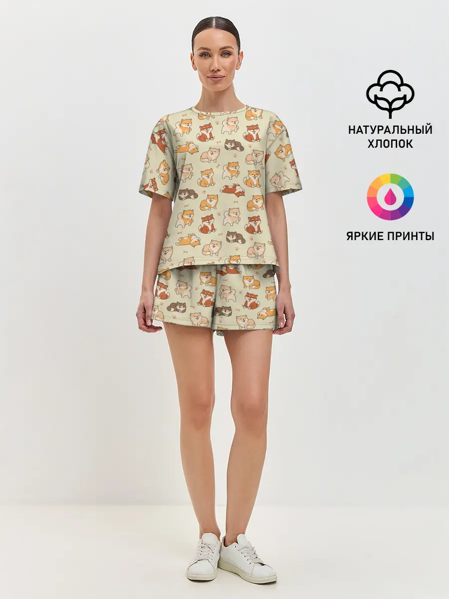 Женская пижама с шортами / Шиба-Ину