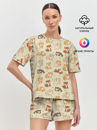 Женская пижама с шортами / Шиба-Ину