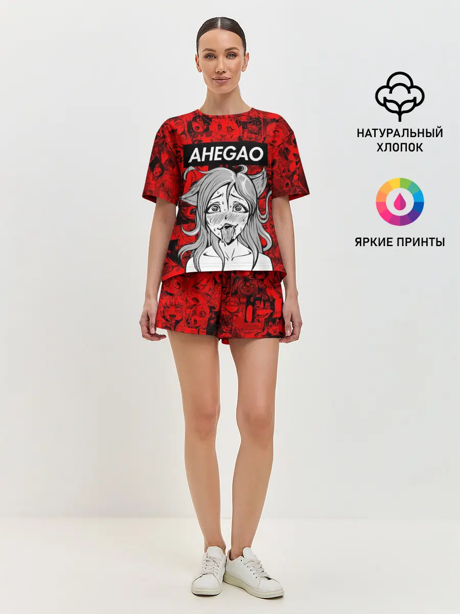 Женская пижама с шортами / Ahegao red