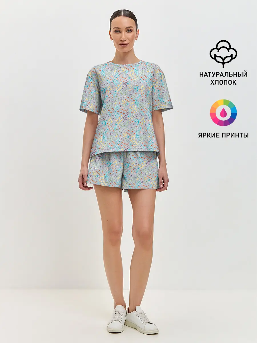 Женская пижама с шортами / Музыкальные ноты