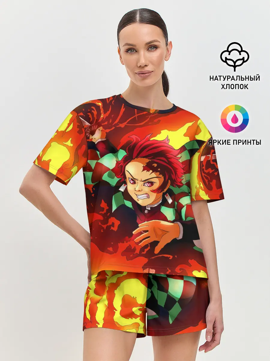 Женская пижама с шортами / КЛИНОК РАССЕКАЮЩИЙ ДЕМОНОВ