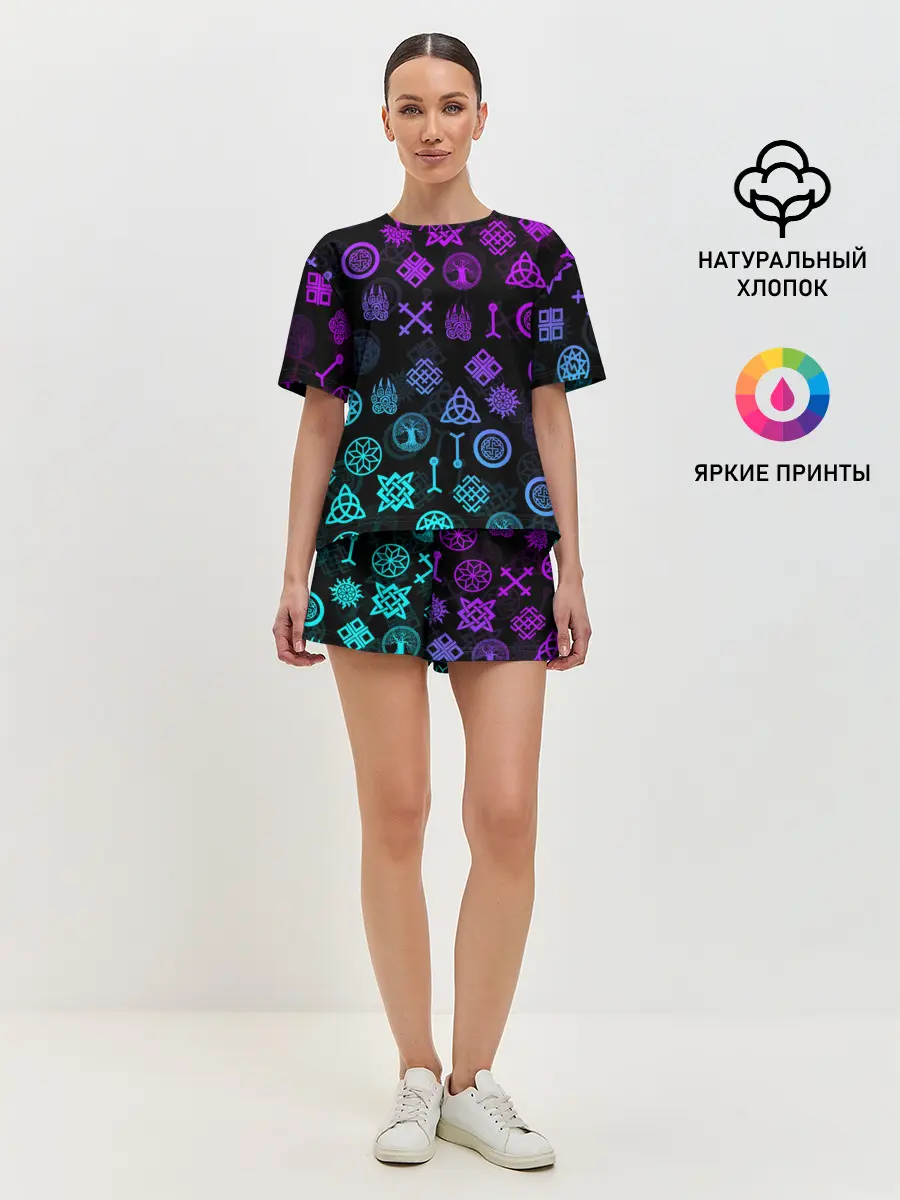 Женская пижама с шортами / СЛАВЯНСКИЕ РУНЫ | ПАТТЕРН