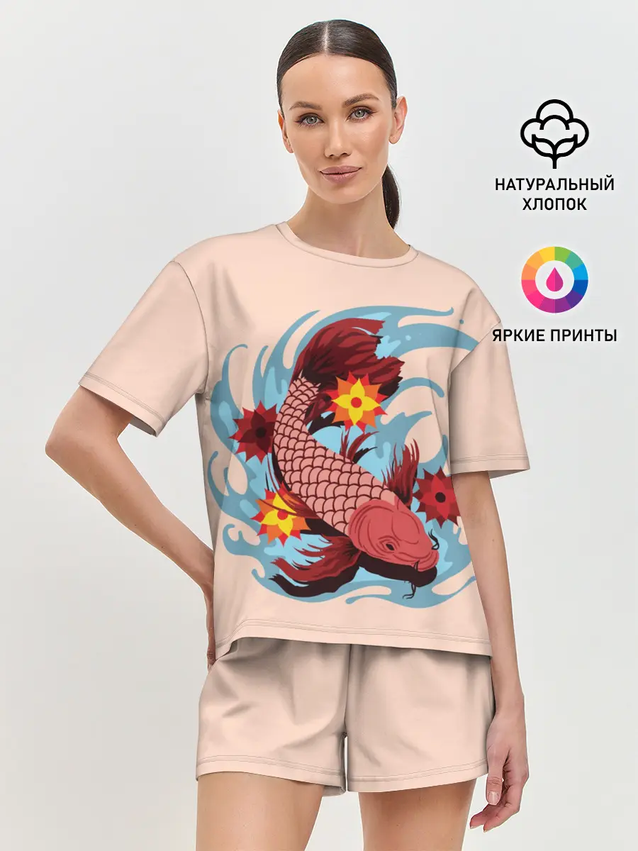 Женская пижама с шортами / Японский Карп