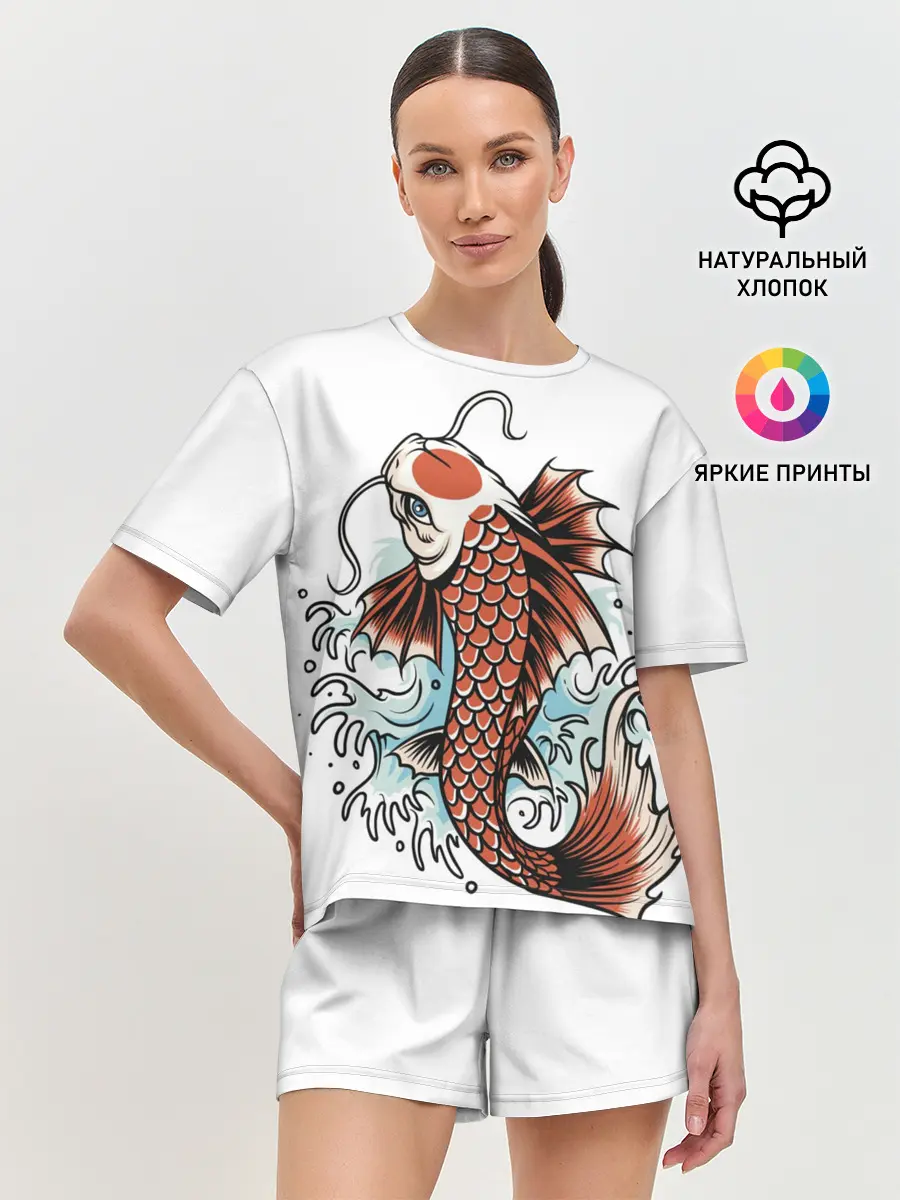 Женская пижама с шортами / Карп Кои