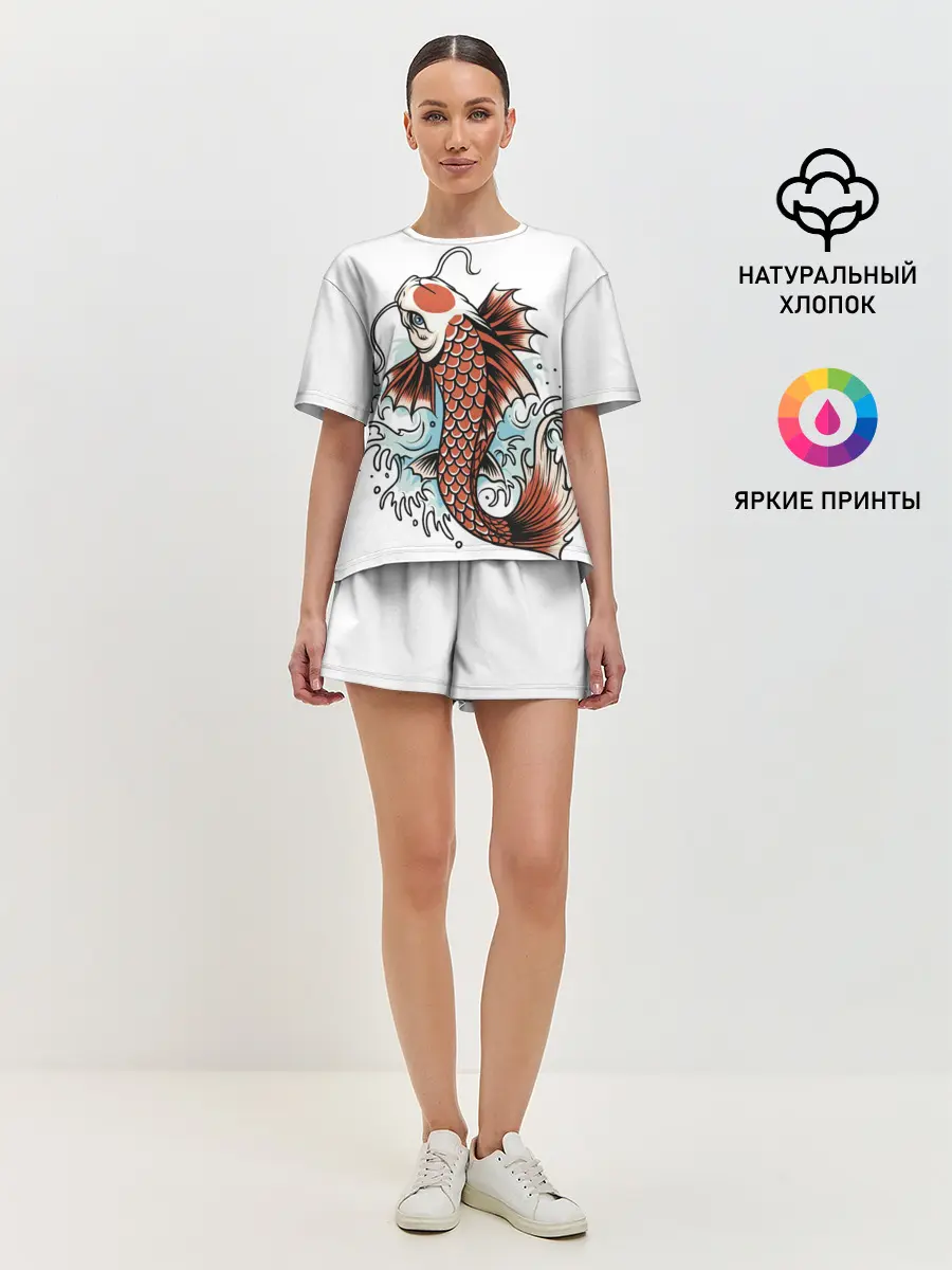 Женская пижама с шортами / Карп Кои