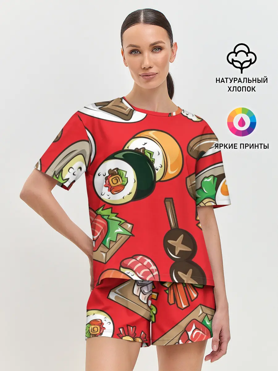 Женская пижама с шортами / Еда