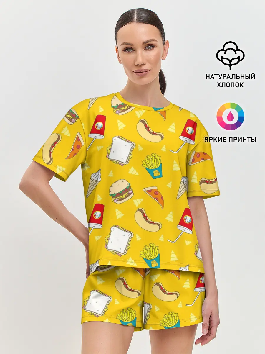 Женская пижама с шортами / Фастфуд