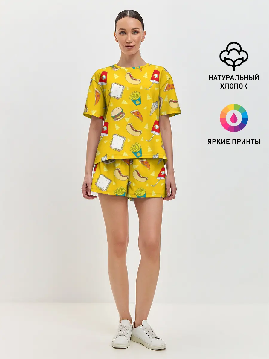 Женская пижама с шортами / Фастфуд
