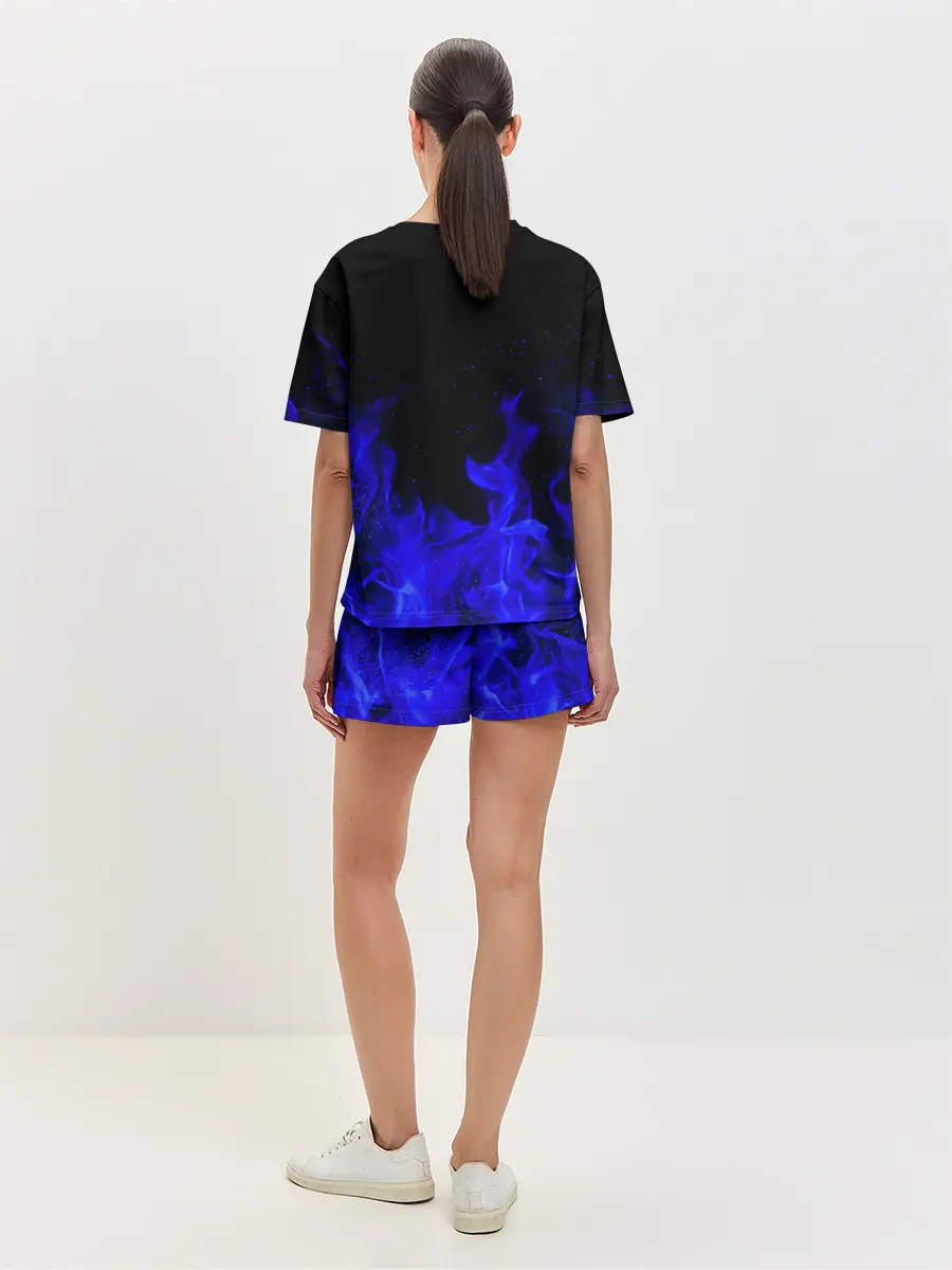 Женская пижама с шортами / Синий Огонь