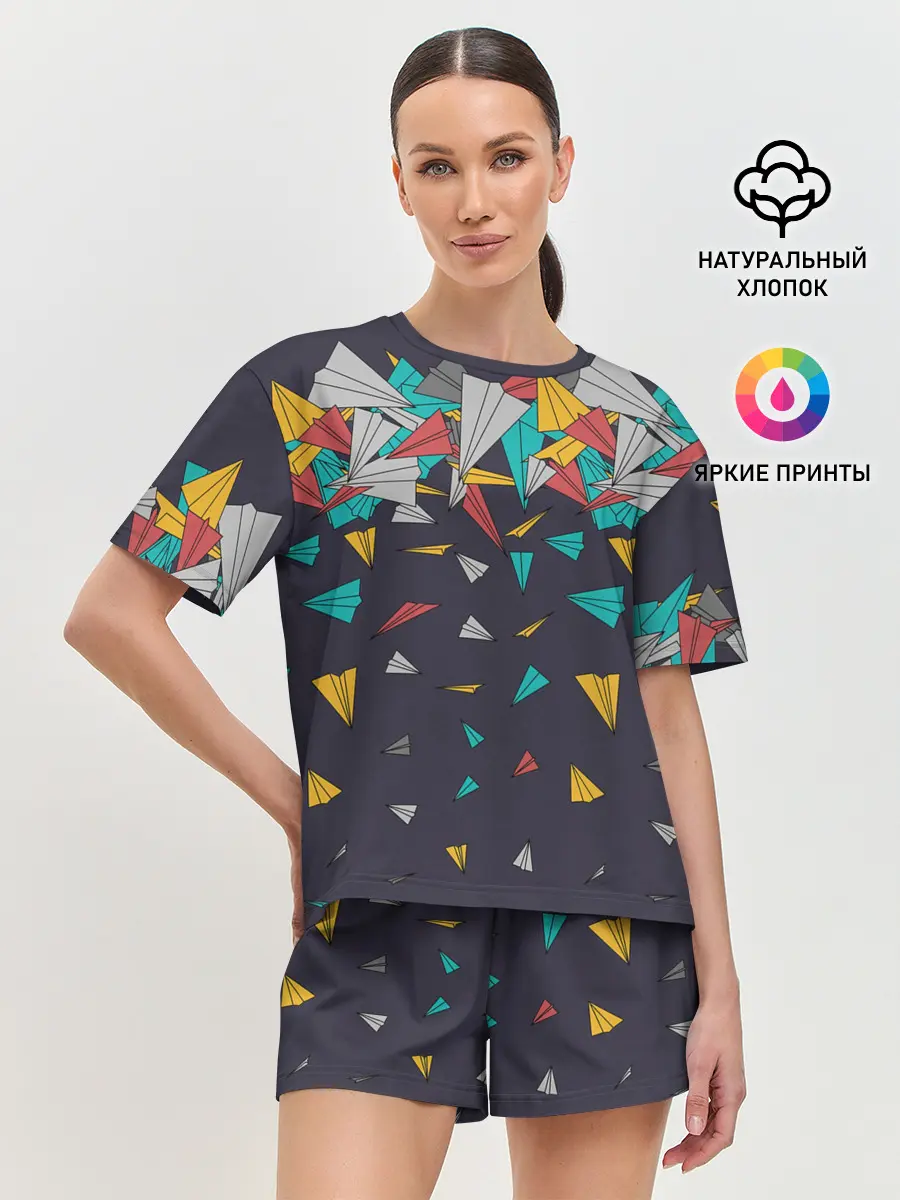 Женская пижама с шортами / Самолётики