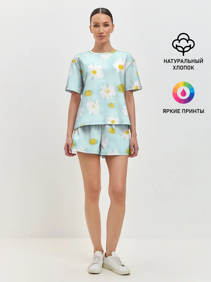 Женская пижама с шортами / Ромашки