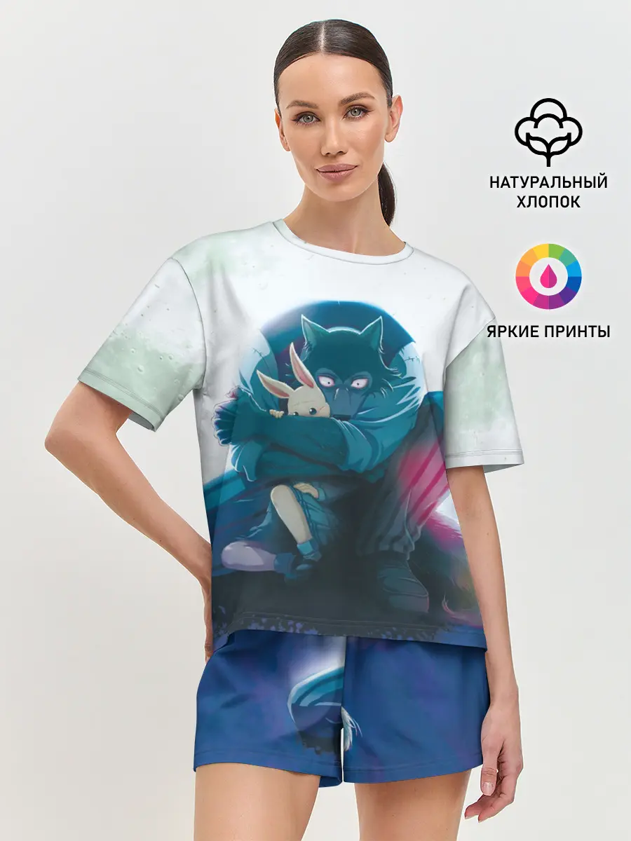 Женская пижама с шортами / Легоси Хару крупный принт