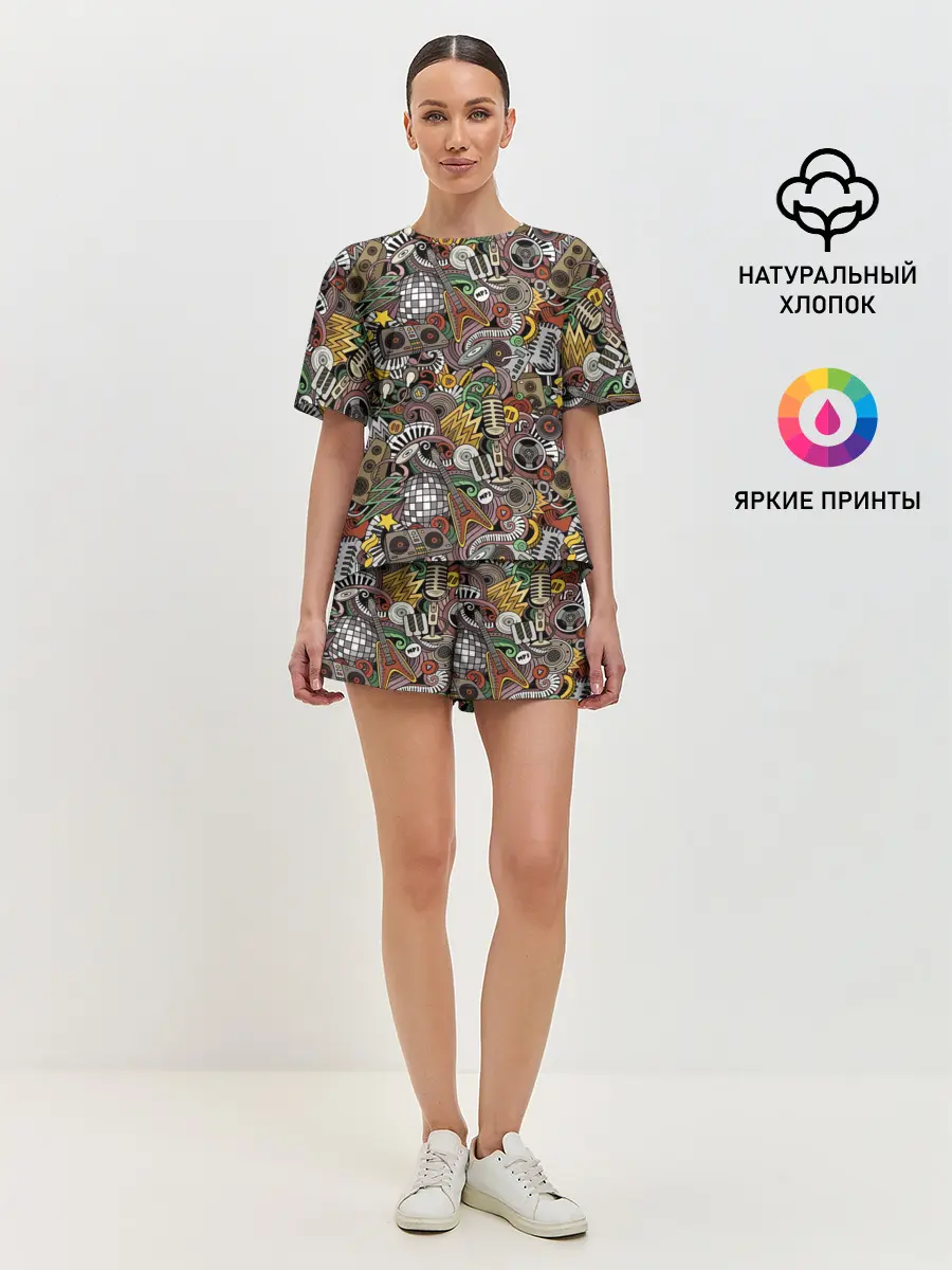 Женская пижама с шортами / Музыка