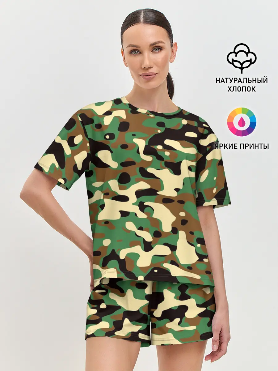 Женская пижама с шортами / Камуфляж