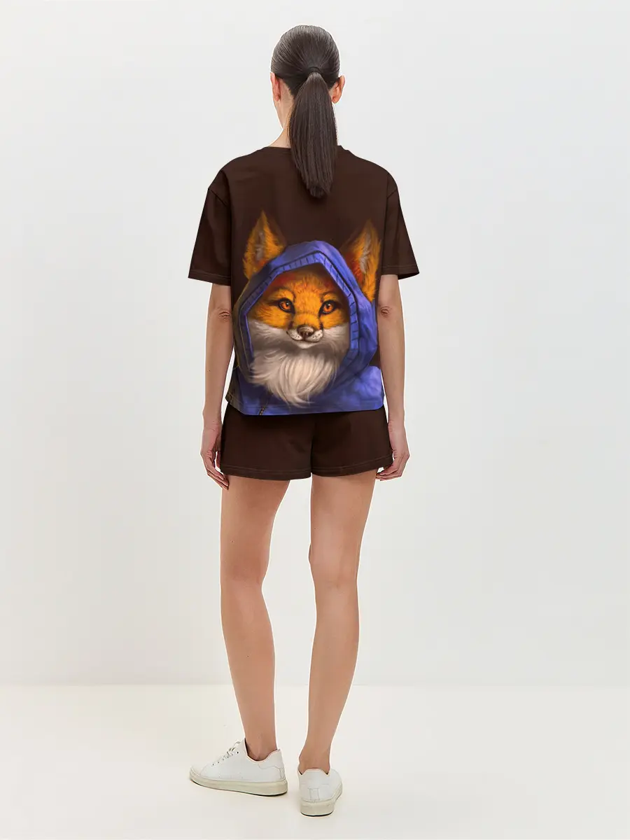 Женская пижама с шортами / Лисенок в капюшоне