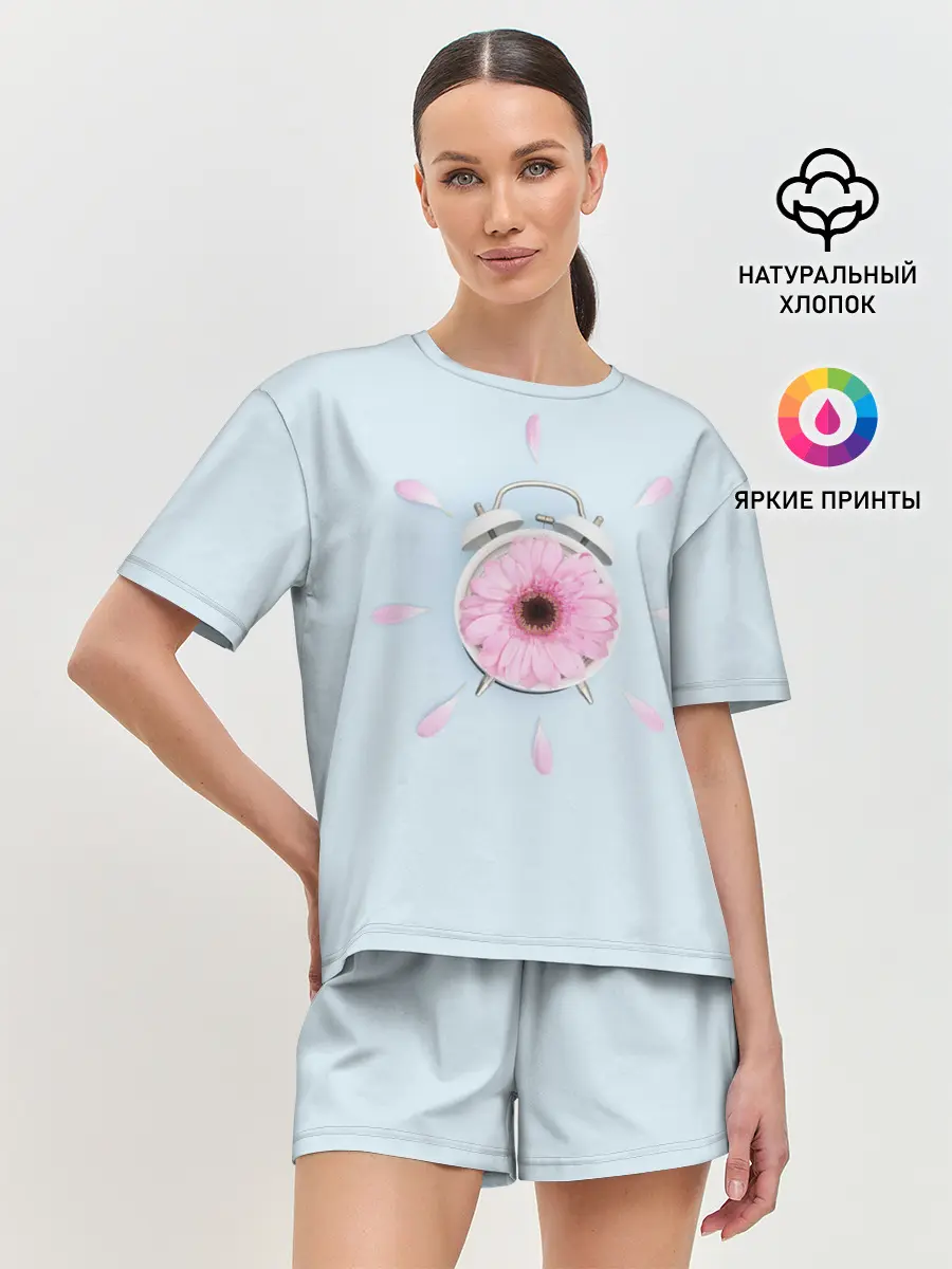 Женская пижама с шортами / Будильник