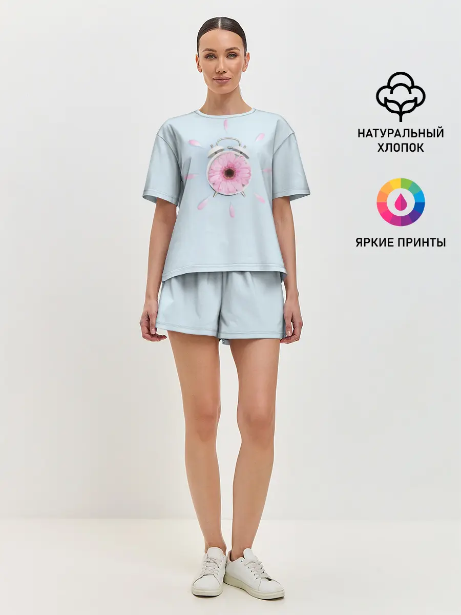 Женская пижама с шортами / Будильник