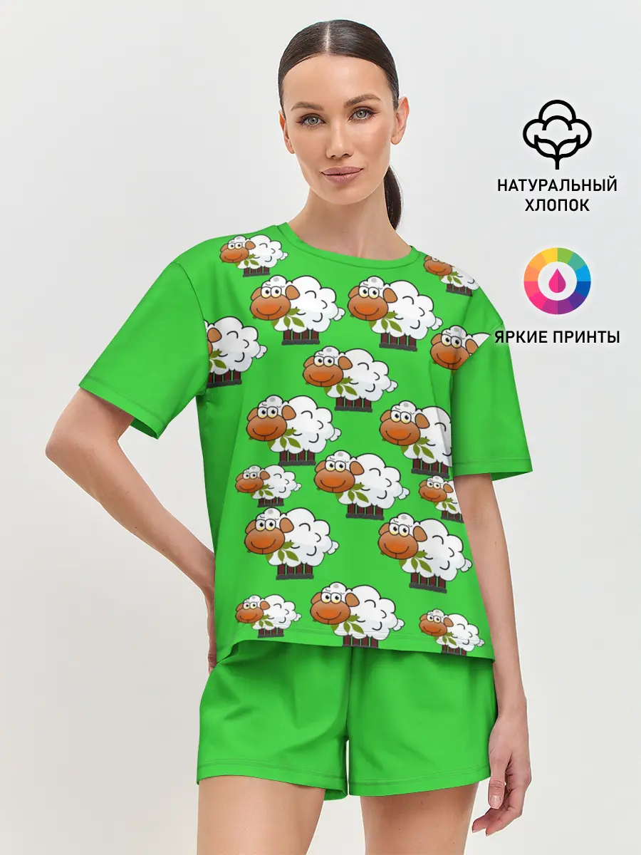 Женская пижама с шортами / Овцы