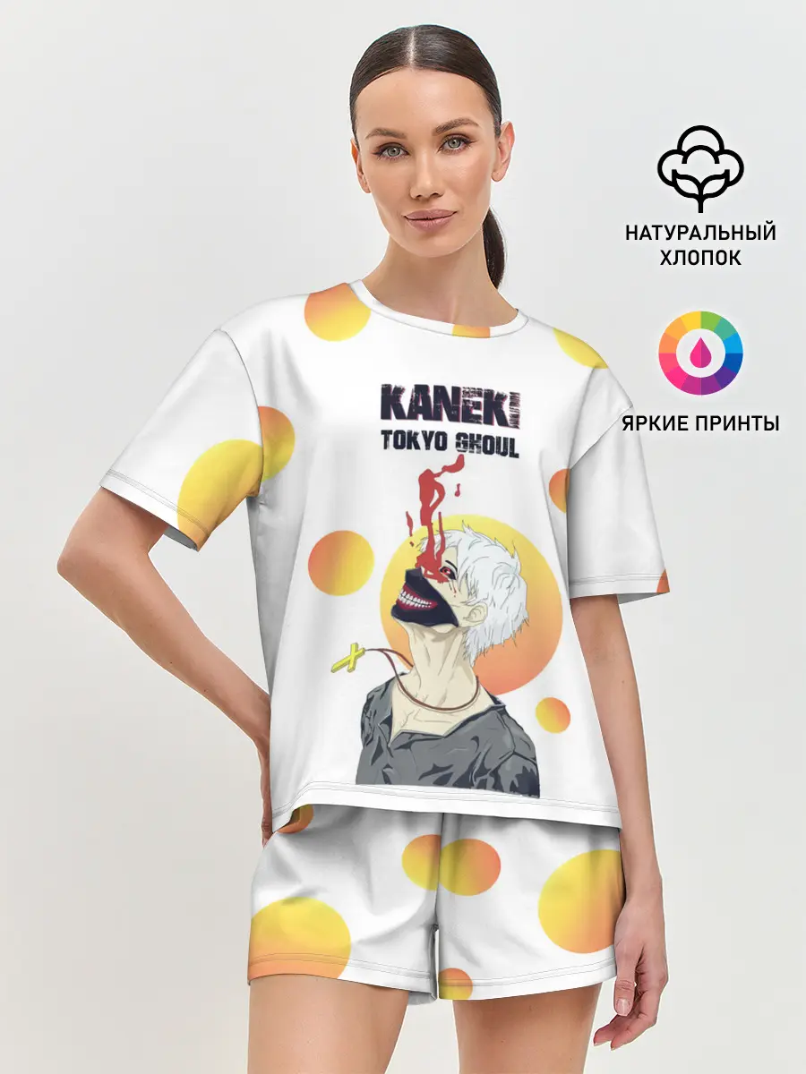 Женская пижама с шортами / Kaneki Ken желтые круги