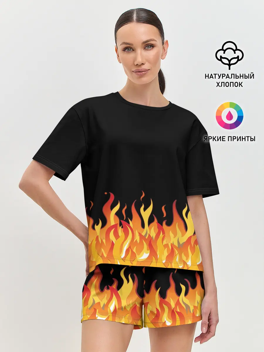 Женская пижама с шортами / ОГОНЬ И НИЧЕГО ЛИШНЕГО