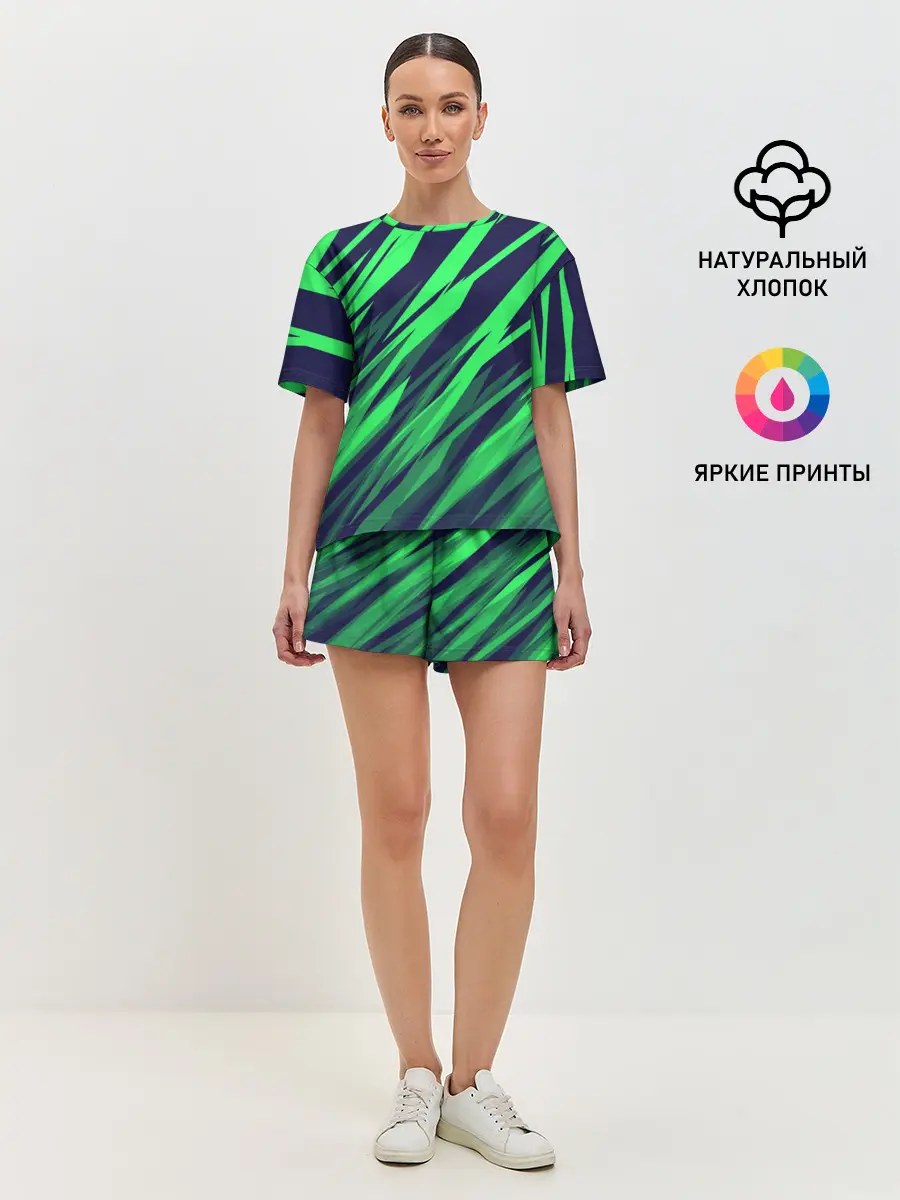 Женская пижама с шортами / Абстрактный дизайн ,,Зелень