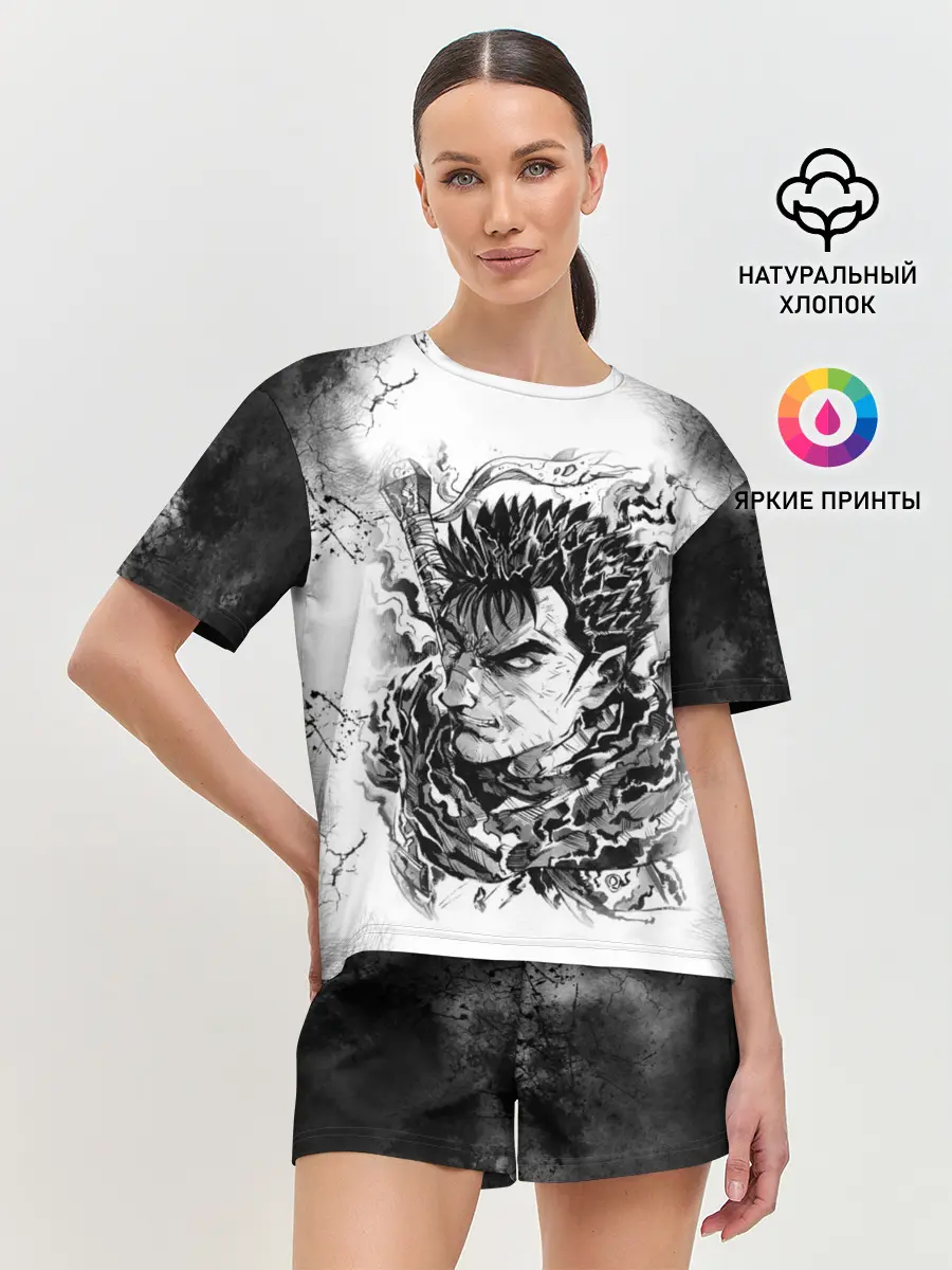 Женская пижама с шортами / Гатс акварель