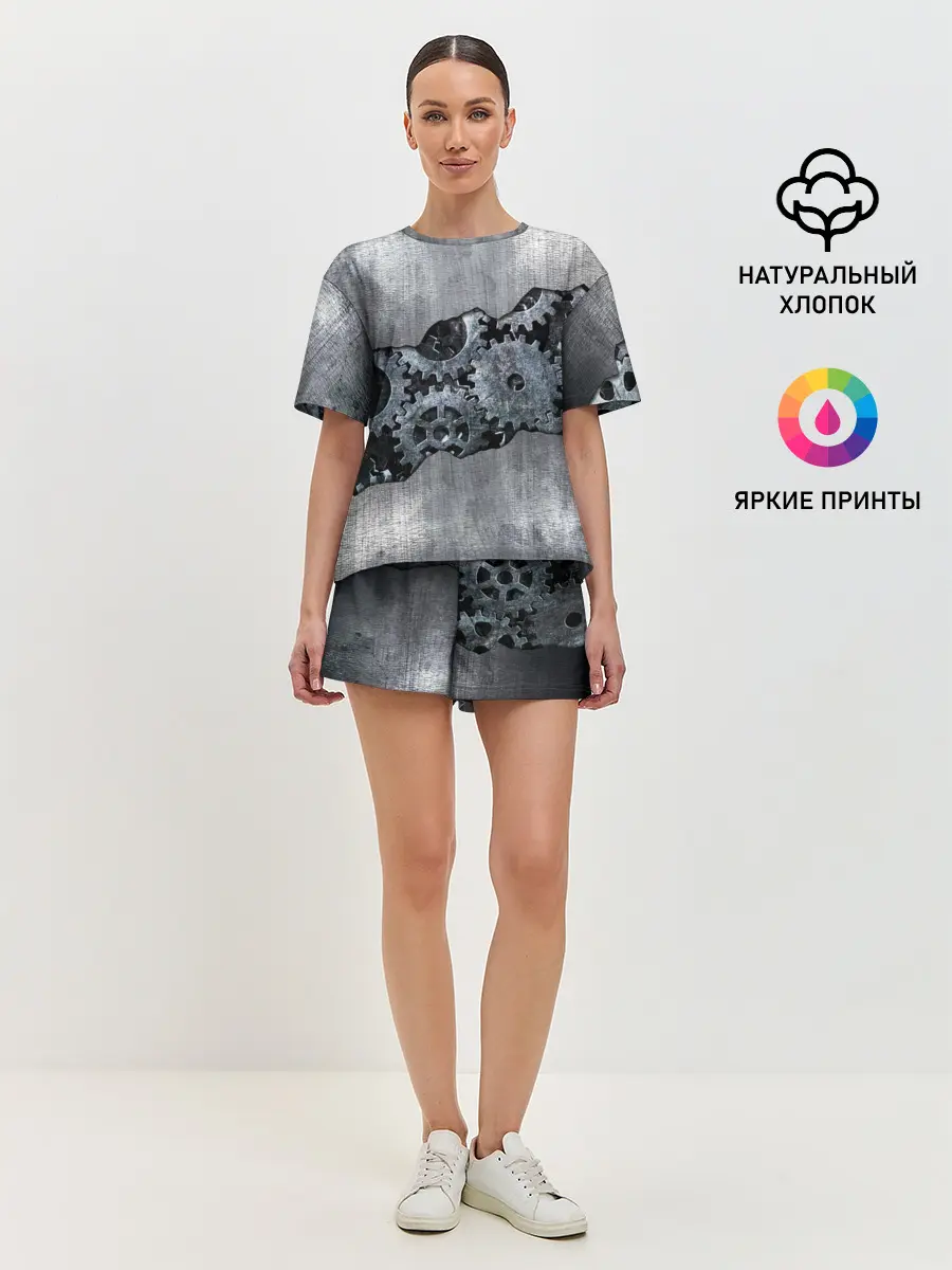 Женская пижама с шортами / Шестеренки