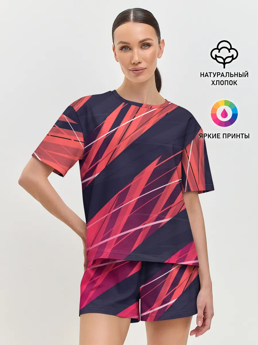 Женская пижама с шортами / Абстракция ,,Холодный Огонь
