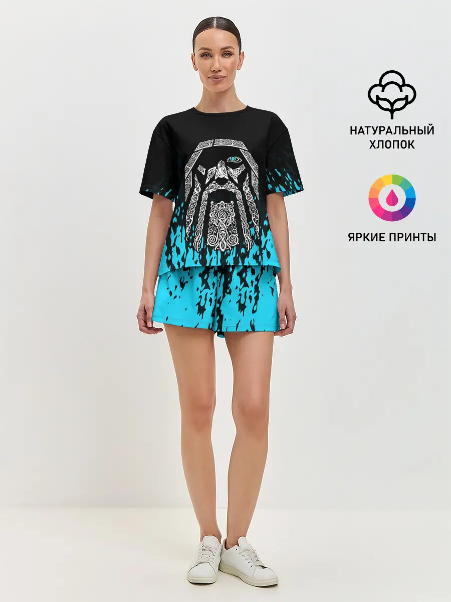 Женская пижама с шортами / БОГ ОДИН | Узорное лицо