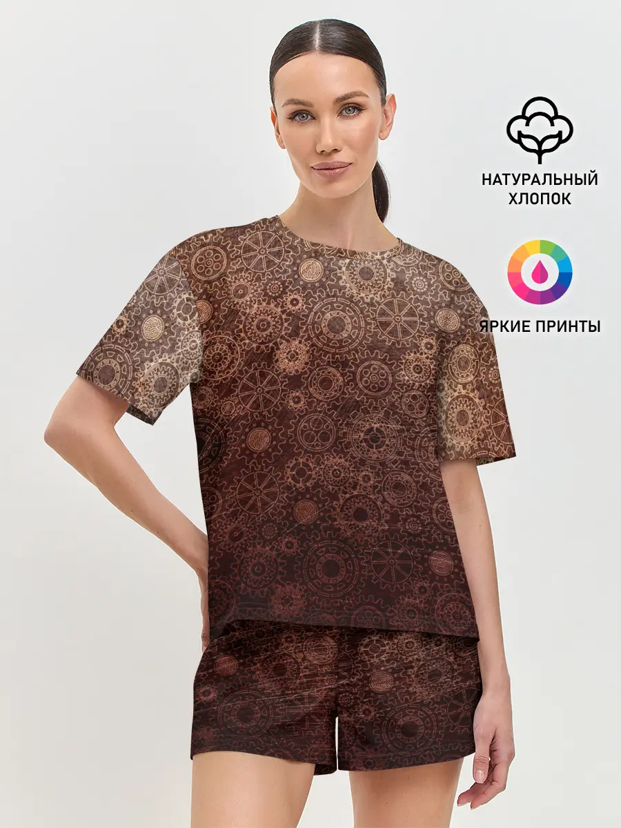 Женская пижама с шортами / Шестеренки