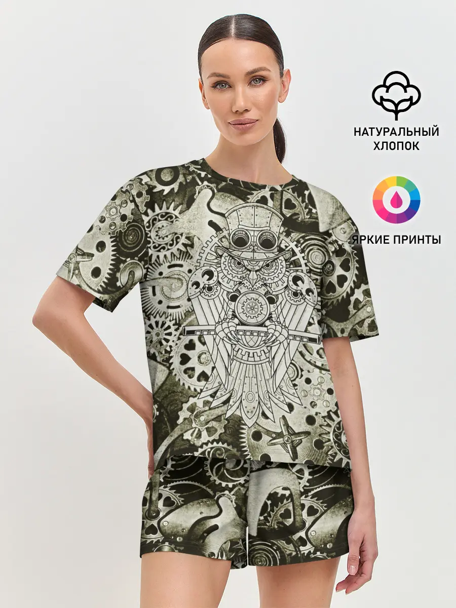 Женская пижама с шортами / Стимпанк Сова