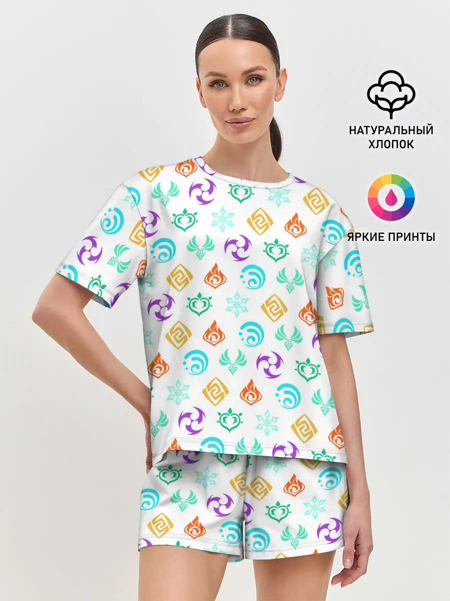 Женская пижама с шортами / GENSHIN IMPACT ЭМБЛЕМЫ