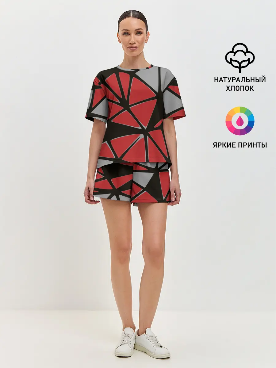 Женская пижама с шортами / Треугольники