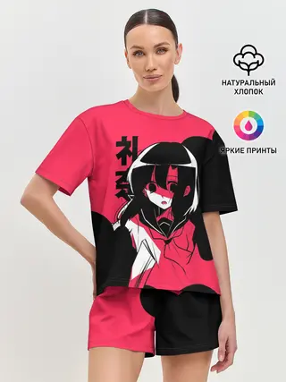 Женская пижама с шортами / Rena Black Pink