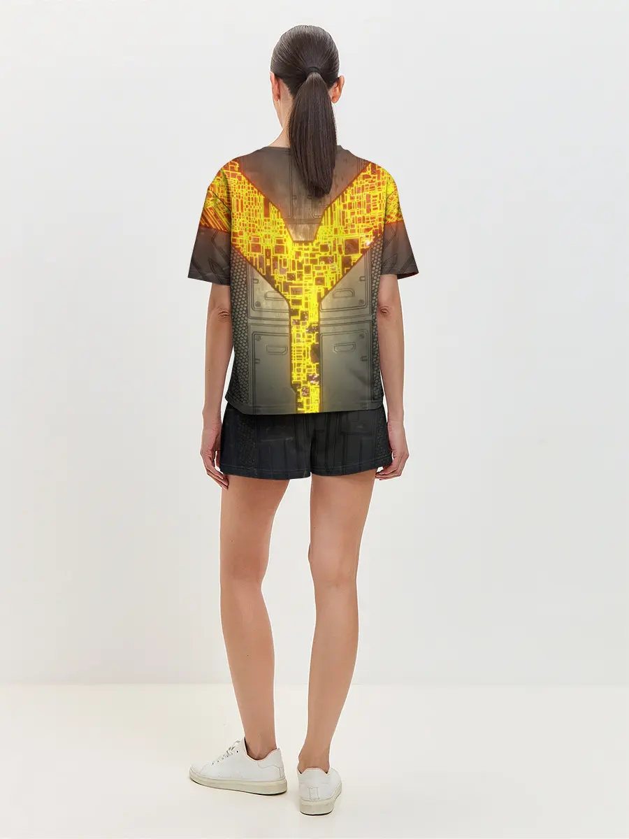 Женская пижама с шортами / Неоновая внутренность 3D