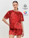 Женская пижама с шортами / Тропические листья Монстера