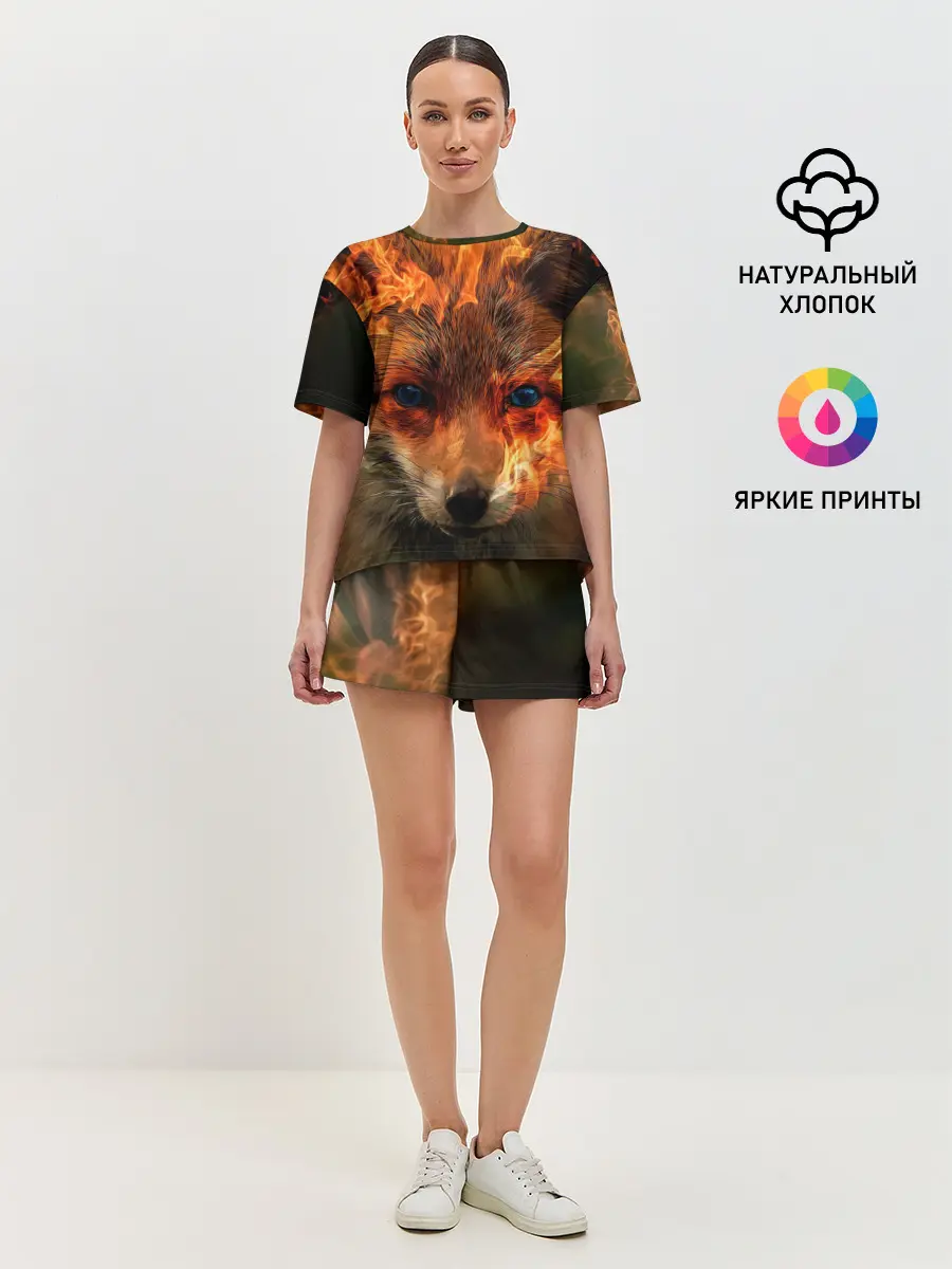 Женская пижама с шортами / Огненная лиса