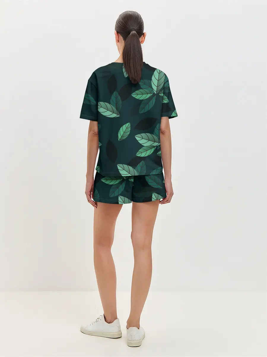 Женская пижама с шортами / Текстура Листья