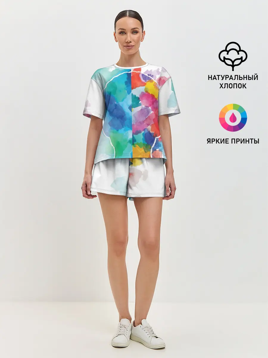 Женская пижама с шортами / Акварель