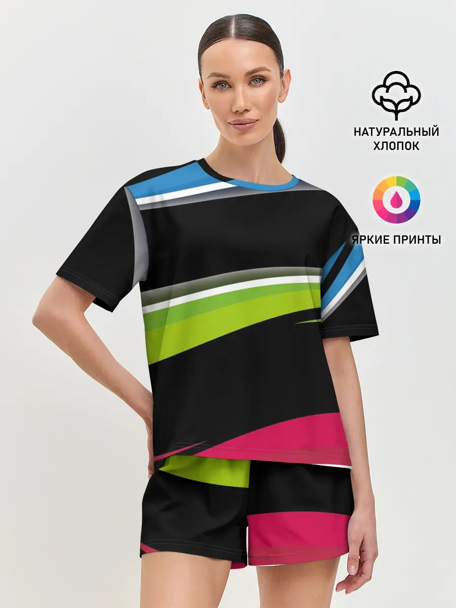 Женская пижама с шортами / Волны