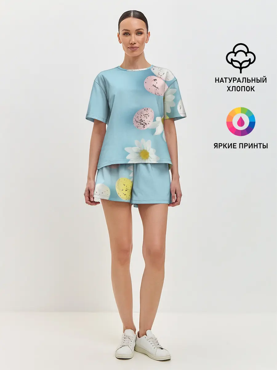 Женская пижама с шортами / Пасха / Easter
