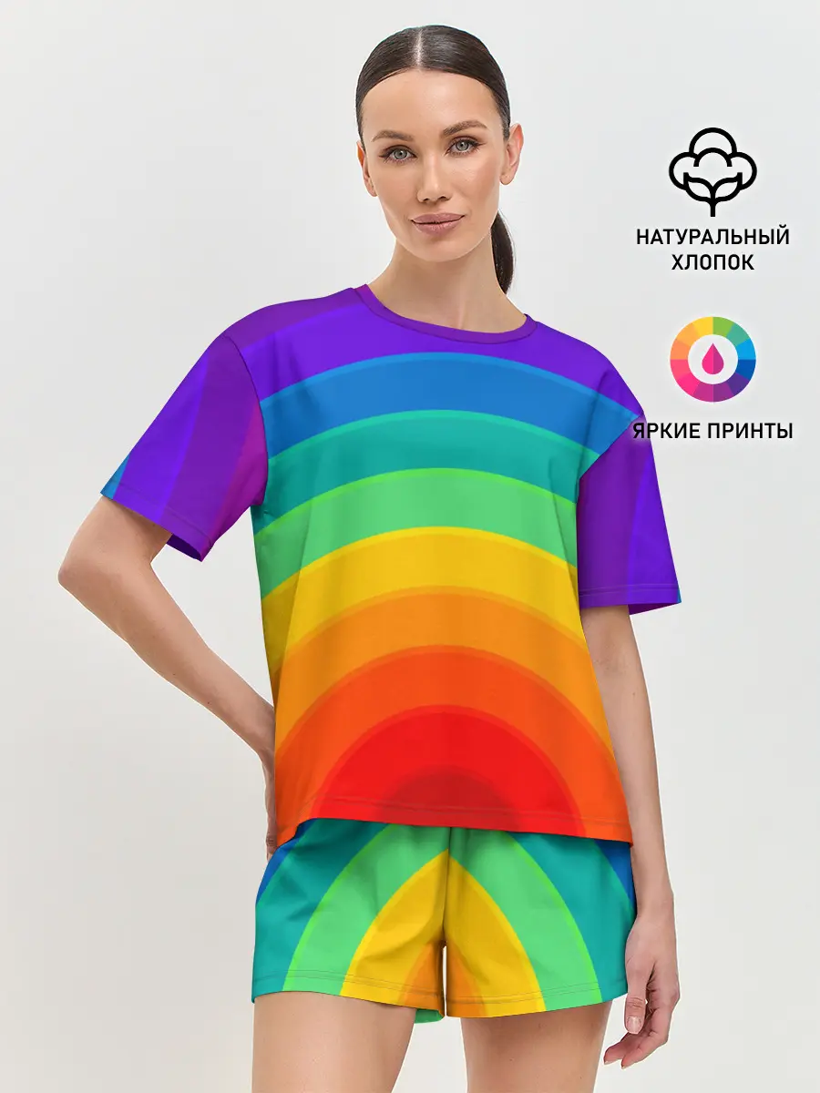 Женская пижама с шортами / Круговая радуга