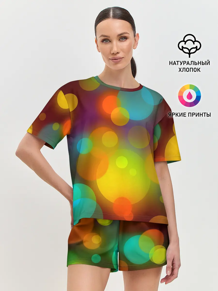 Женская пижама с шортами / Цветные блики