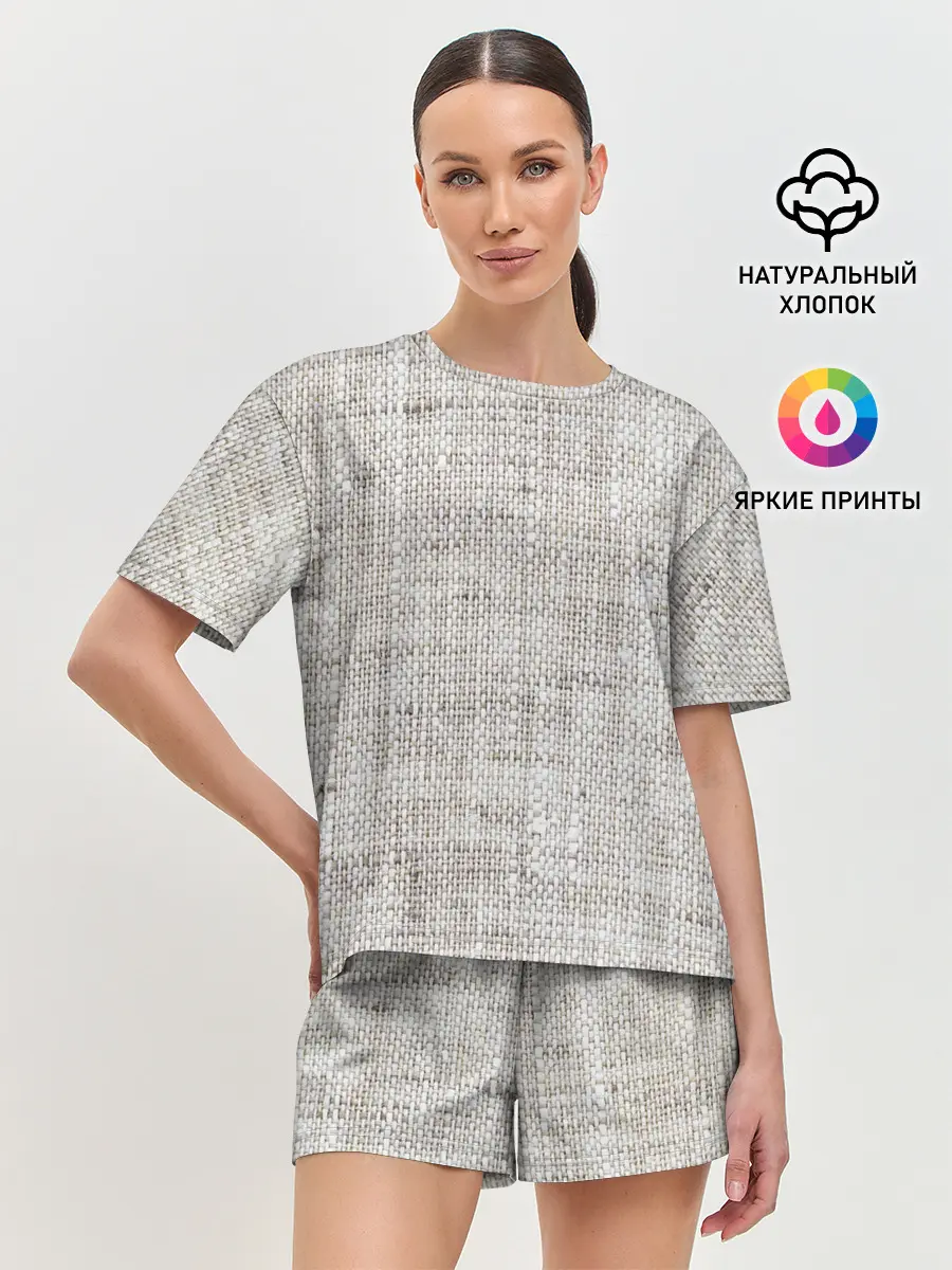 Женская пижама с шортами / Серая Мешковина