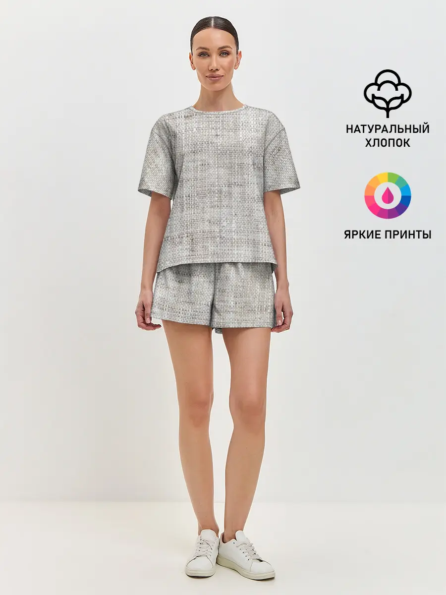 Женская пижама с шортами / Серая Мешковина