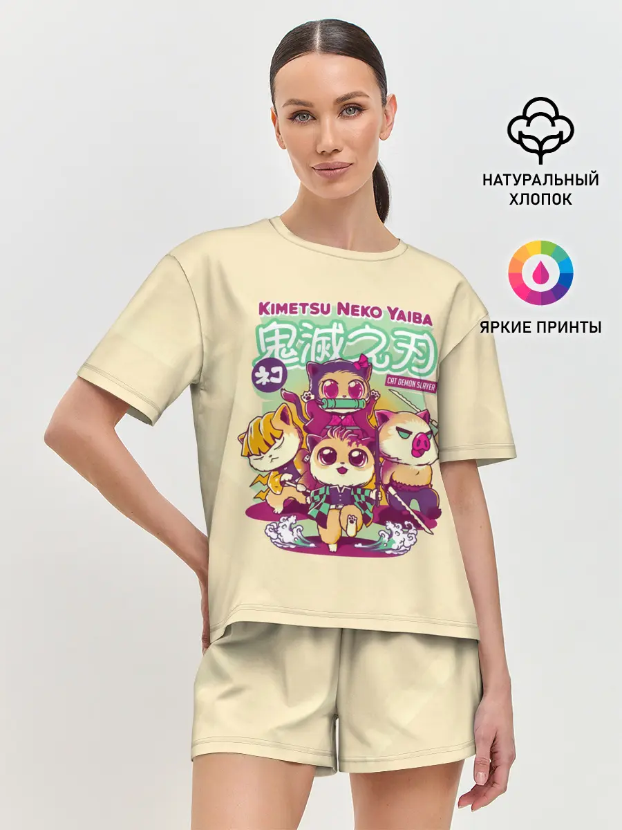 Женская пижама с шортами / Kimetsu Neko Yaiba