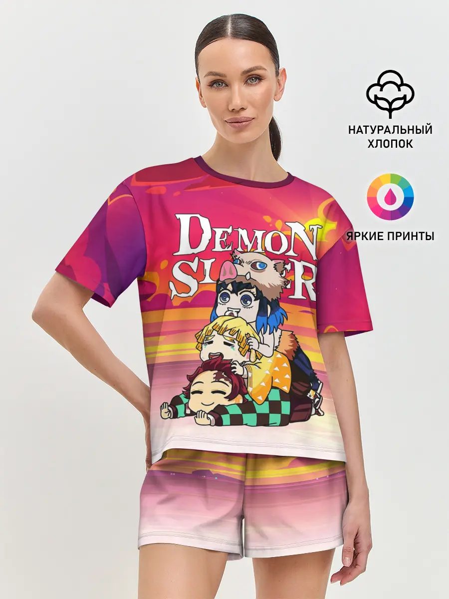 Женская пижама с шортами / КЛИНОК, РАССЕКАЮЩИЙ ДЕМОНОВ